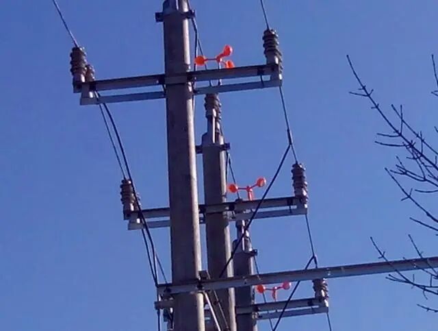 电杆上的橘色的小风车有什么用？为什么有的上边有，有的上边没有？的图1