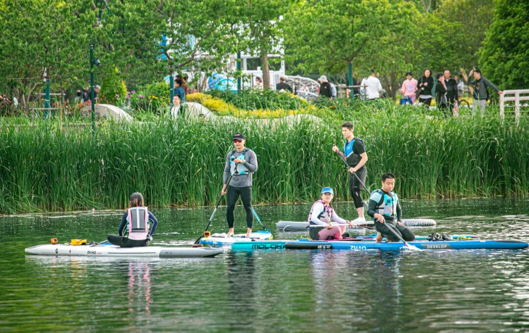 bruno下水前水上荧光夜划活动火热进行一场别开生面的新江湾城公园内