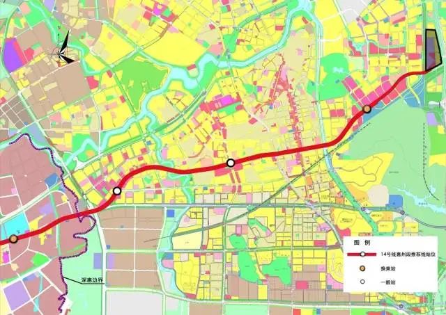 2016年公布的深圳地铁14号线惠州段线位初步方案。