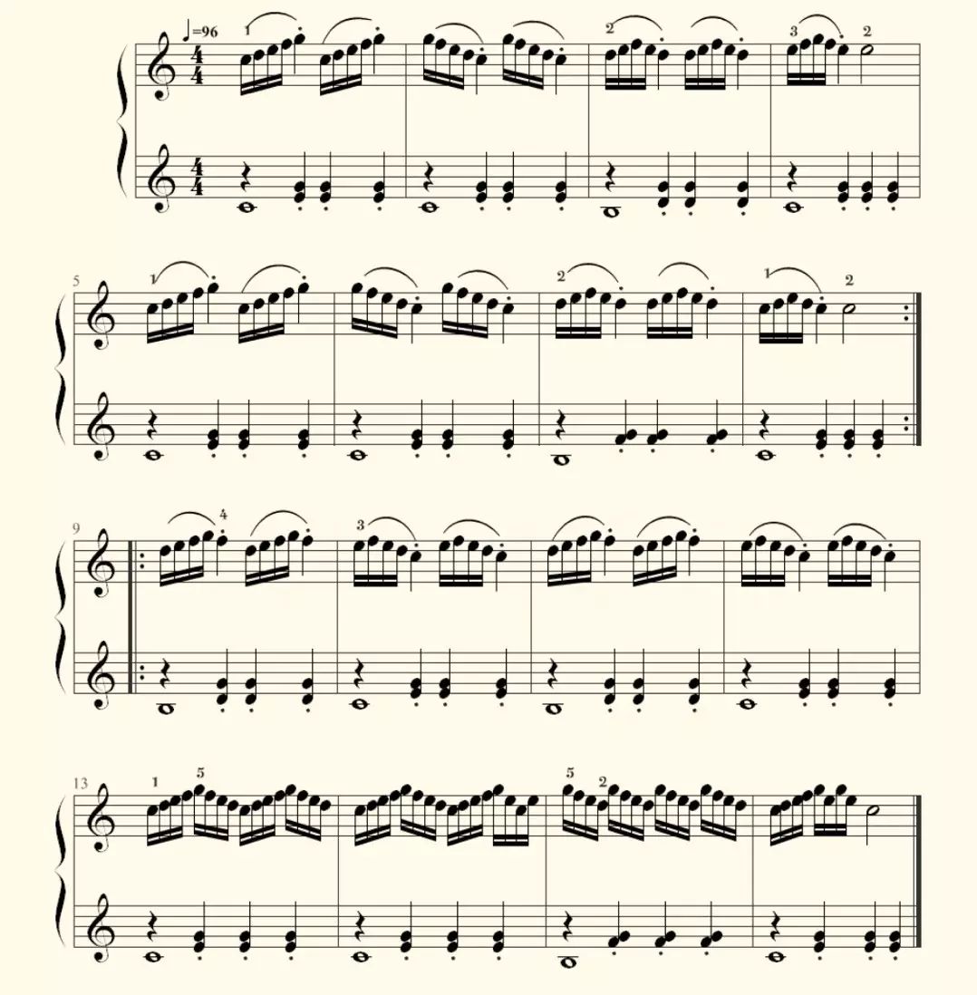 【每日美听】车尔尼599钢琴初步教程第16课(附音频,视频,琴谱外加讲解