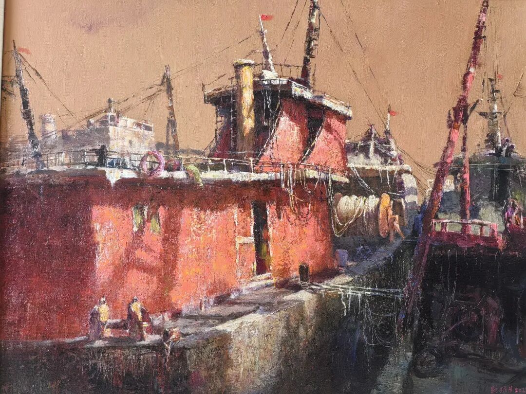 《海风之二》  黄驱胜  80厘米 x 120厘米  油画《故园》  邓少军  79