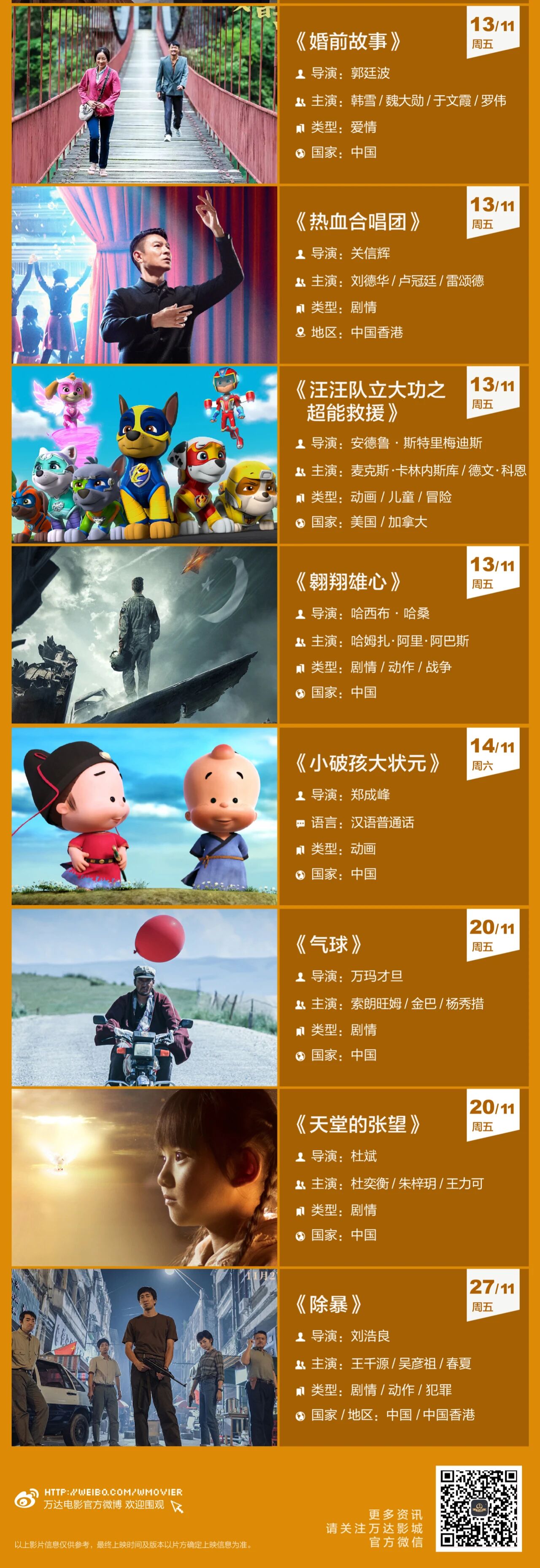 2020年11月电影上映时间表