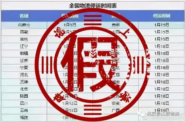 全国物流停运时间表出炉,真的还是假的?(图1) å¾ç