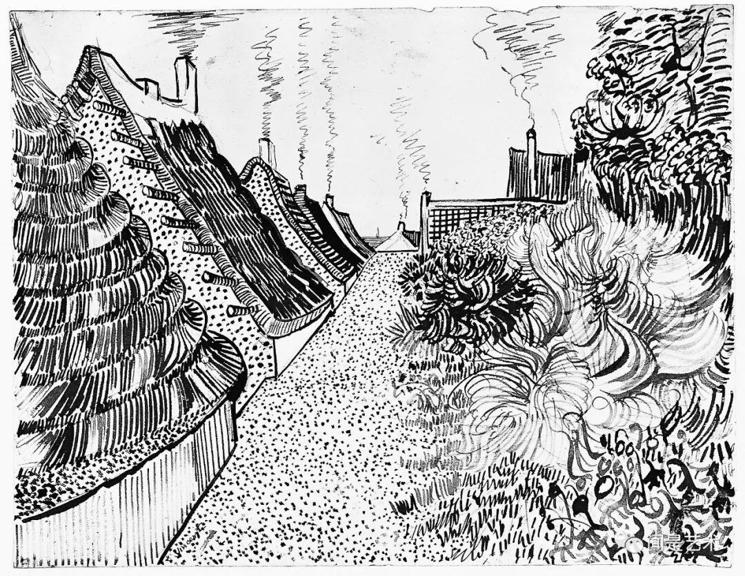 梵高素描圣玛丽德拉梅尔的街道