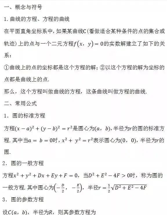 高中數學三年公式大合集文理科均適用絕對能幫你新學期逆襲