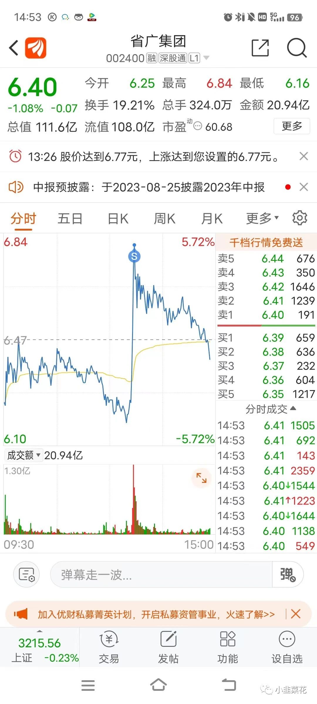 2024年06月23日 省广集团股票