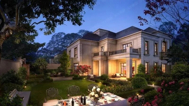 Cream limestone house