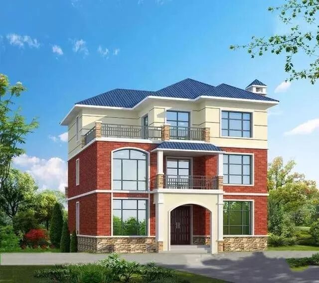 12X12米方正大气三层别墅，光效果图就成全村焦点，户型挑不