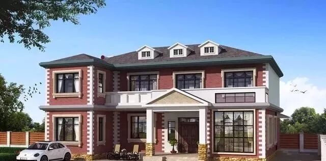 农村自建二层车库别墅，面宽13米，时尚坚固，长期外出不用太担