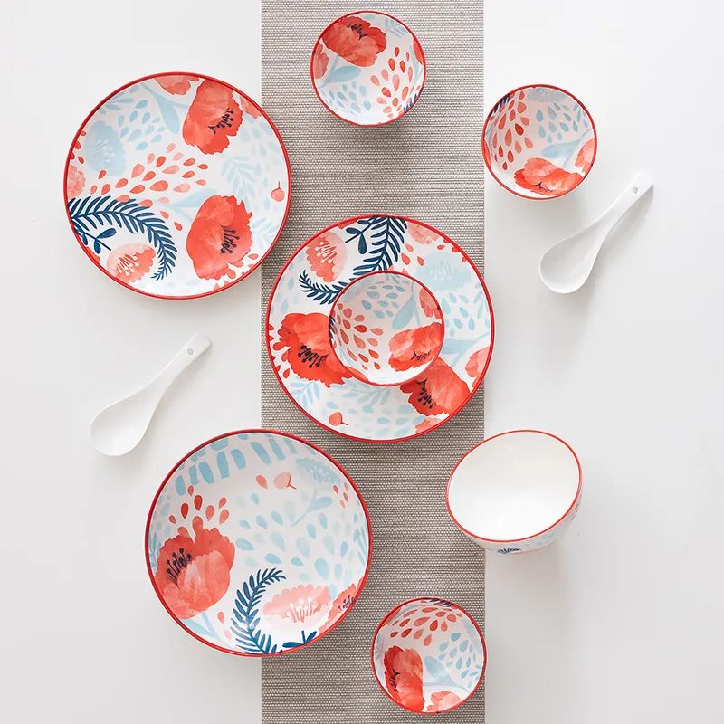 红花餐具18件套,松发瓷器荣誉出品,专为国家级会议提供国宴用瓷和礼品瓷!骄傲的使用“当代官窑”吃饭,让你的家更显档次 红花餐具18件套,松发瓷器荣誉出品,专为国家级会议提供国宴用瓷和礼品瓷!骄傲的使用“当代官窑”吃饭,让你的家更显档次