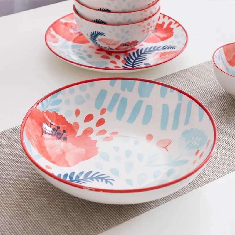 红花餐具18件套,松发瓷器荣誉出品,专为国家级会议提供国宴用瓷和礼品瓷!骄傲的使用“当代官窑”吃饭,让你的家更显档次 红花餐具18件套,松发瓷器荣誉出品,专为国家级会议提供国宴用瓷和礼品瓷!骄傲的使用“当代官窑”吃饭,让你的家更显档次