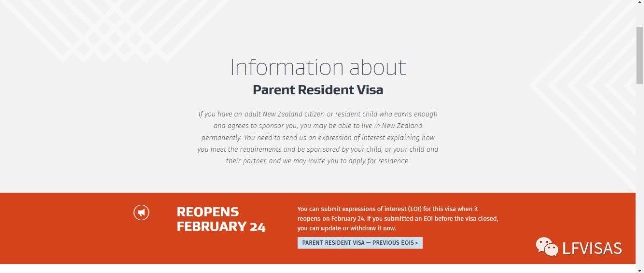 新政:新西兰2月24日重开父母团聚移民,先到先得,采取EOI申请