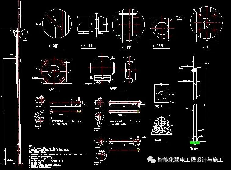 小区智能化弱电系统安装大样图，施工详图的图11