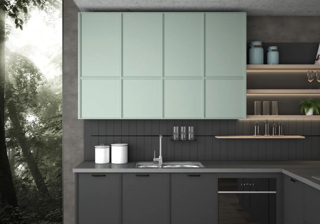 欧派橱柜欧派新品丨这一抹灰绿装在厨房治愈指数100分