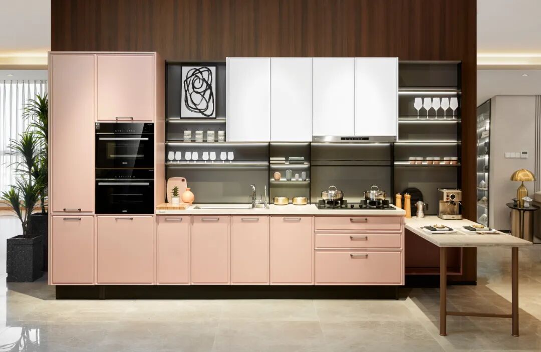 Pink Color Kitchen Cabinets