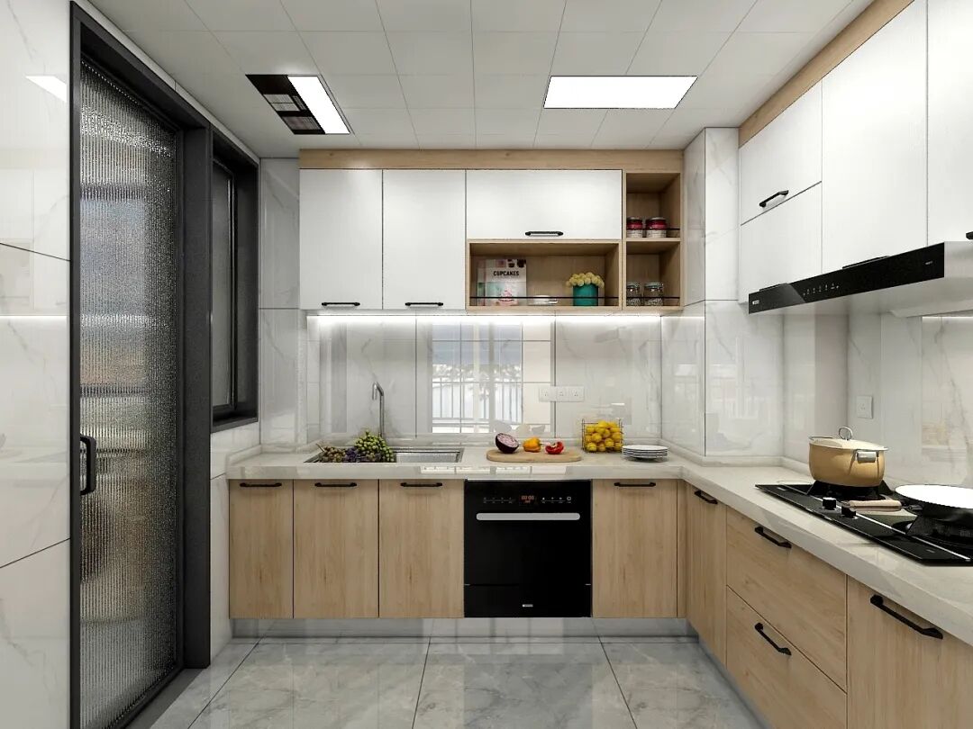 4㎡~7㎡欧派案例案例二l型厨房分区更明确l型:利用转角区域的台面