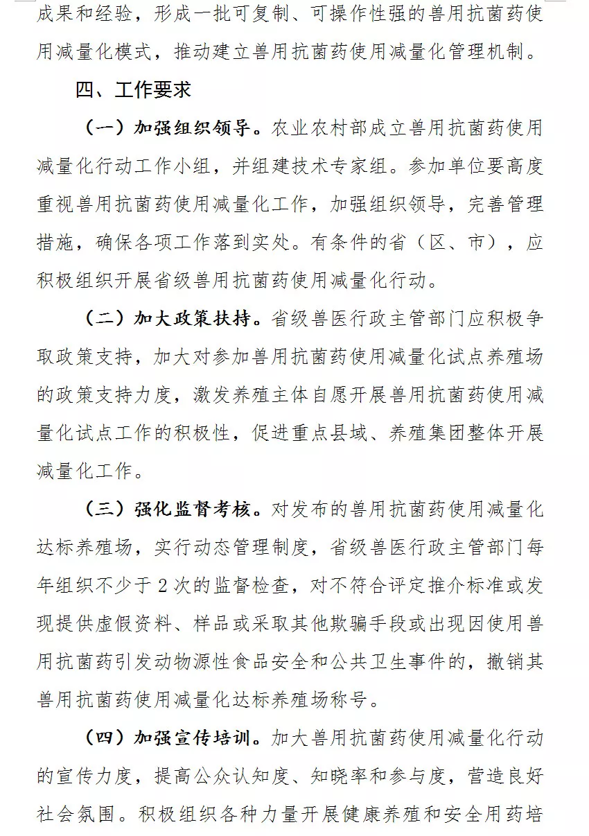 农业农村部关于兽用抗菌药使用减量化行动试点工作方案 农业农村部关于兽用抗菌药使用减量化行动试点工作方案