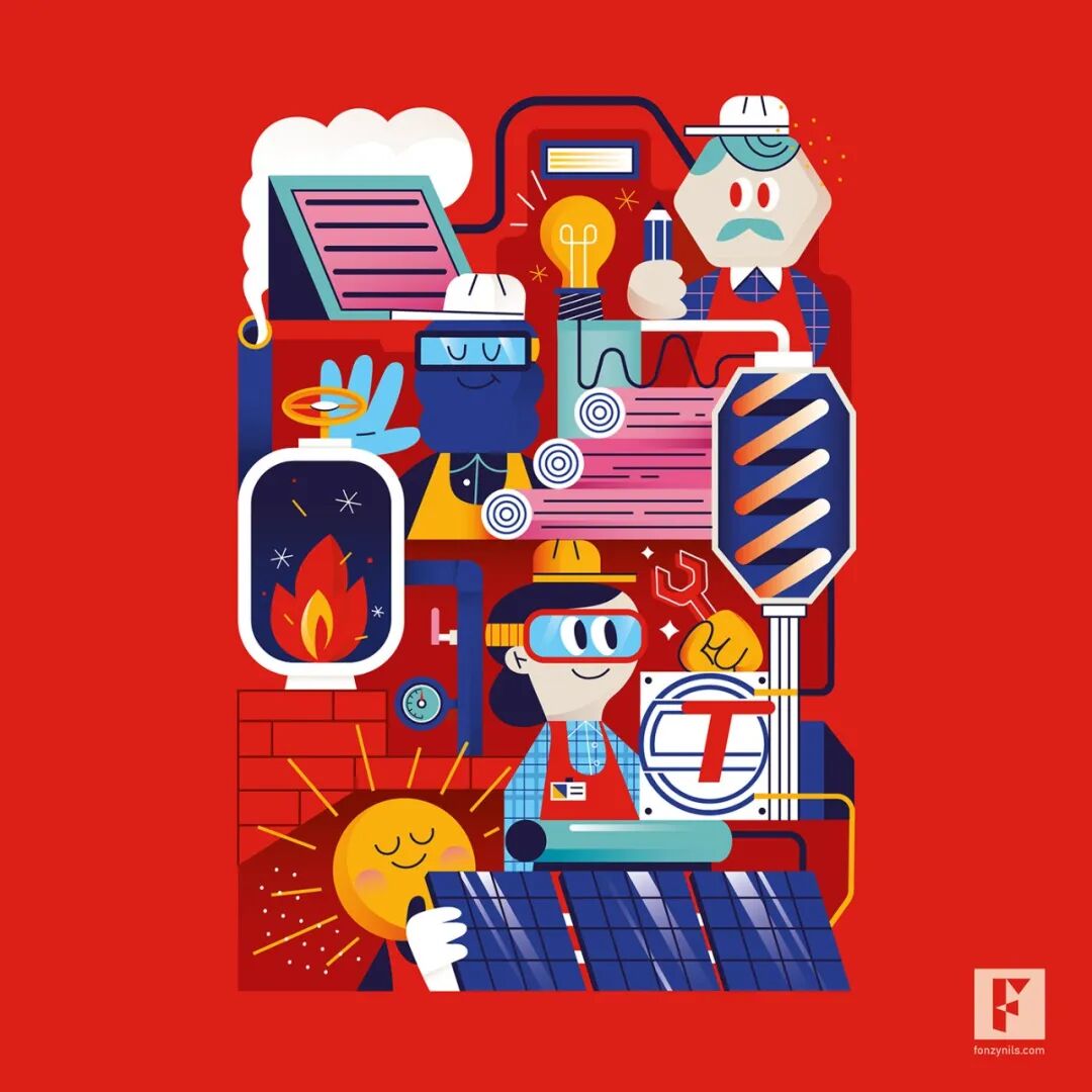 意大利插画师fonzynils趣味图形插画