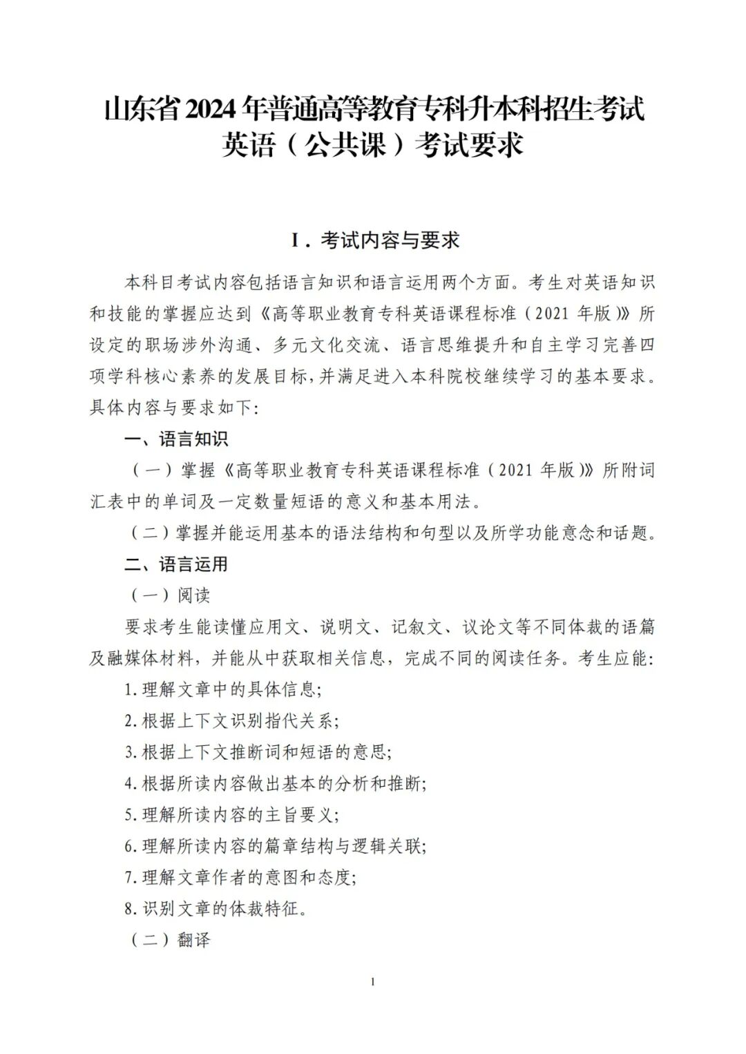 英语（公共课）2024山东专升本考纲考试要求！(图2)