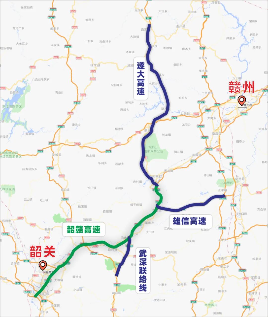 同时,武深联络线牵手韶赣高速,武深高速两条大动脉,深圳前往赣州方向