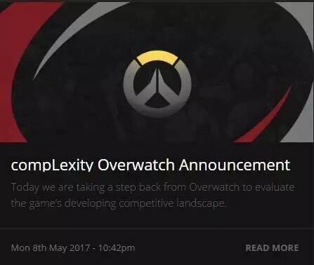 compLexity在俱乐部官网宣布暂停《守望先锋》项目