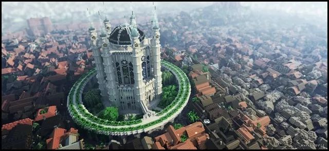 沙盒游戏minecraft里有造梦风景 惊艳图书馆及 禁闻 档案 后现代邮报