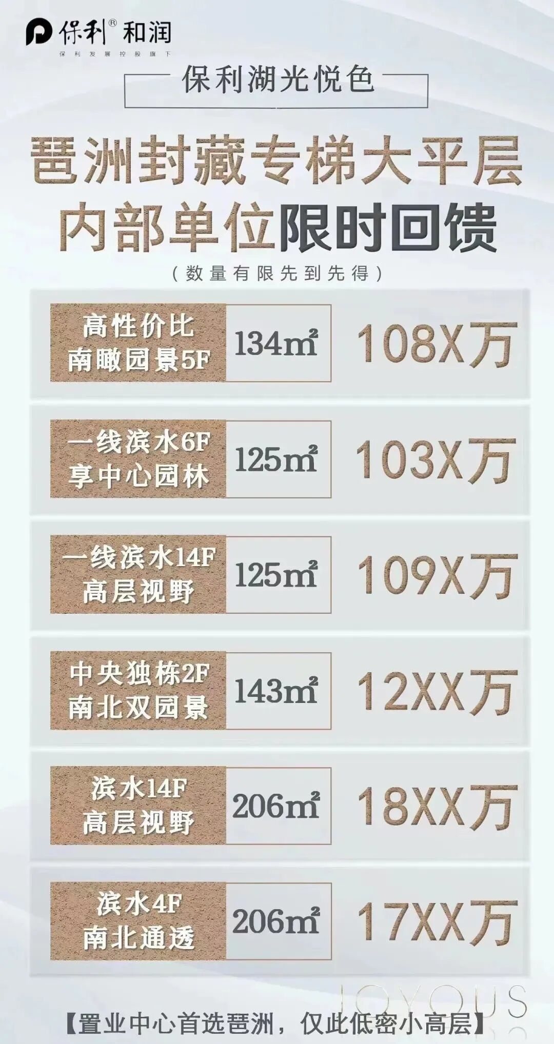 海珠保利湖光悦色清盘在即！*新在售户型+价格