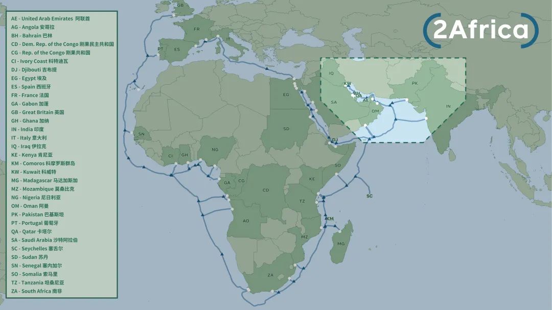 2Africa成全球最长海缆,新分支延至波斯湾、巴基斯坦及印度 图片