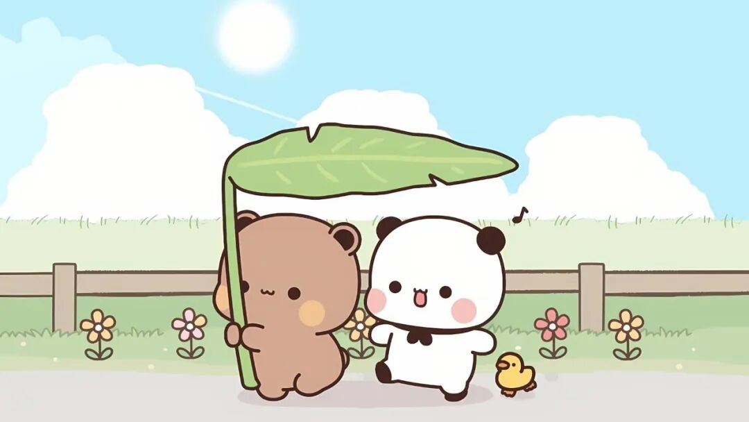 电脑壁纸｜电脑壁纸超清8k原图卡通可爱壁纸线条小狗绿色草地