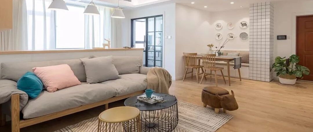 106㎡舒适北欧3室2厅，沙发背景墙还能这样设计