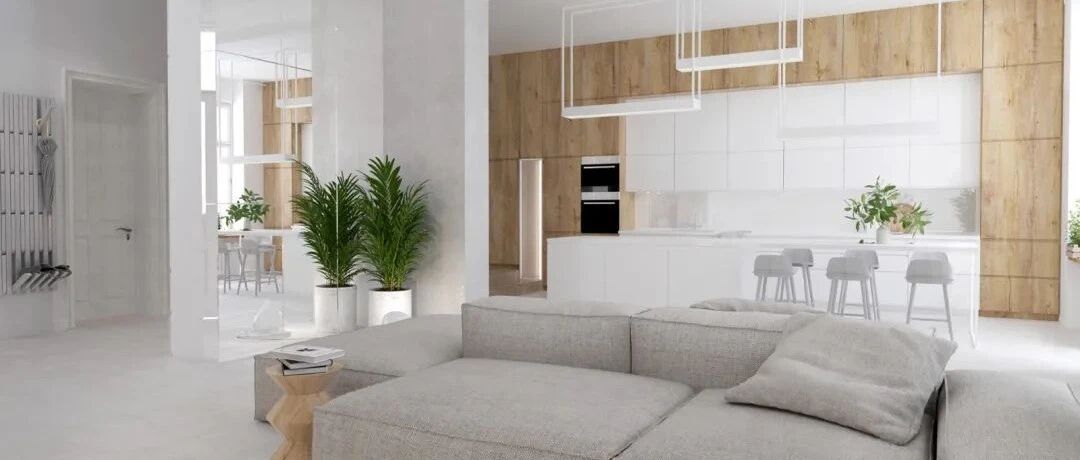 100㎡简约原木风，一室一厅、开放简素的空间，一尘不染的大方