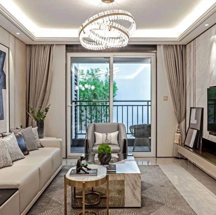 120㎡现代轻奢，木饰面、大理石、镜面搭配，营造高质感空间