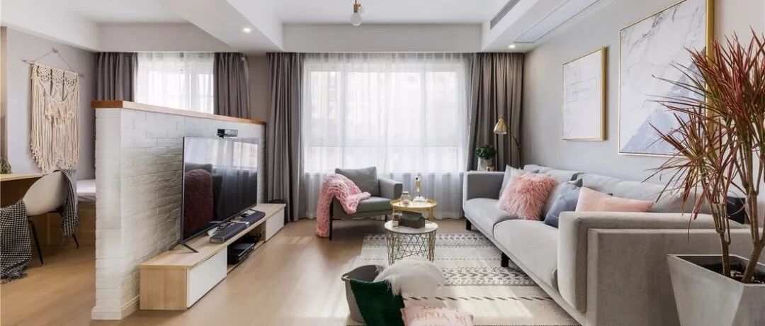 110㎡温馨北欧风，电视墙隔出榻榻米书房