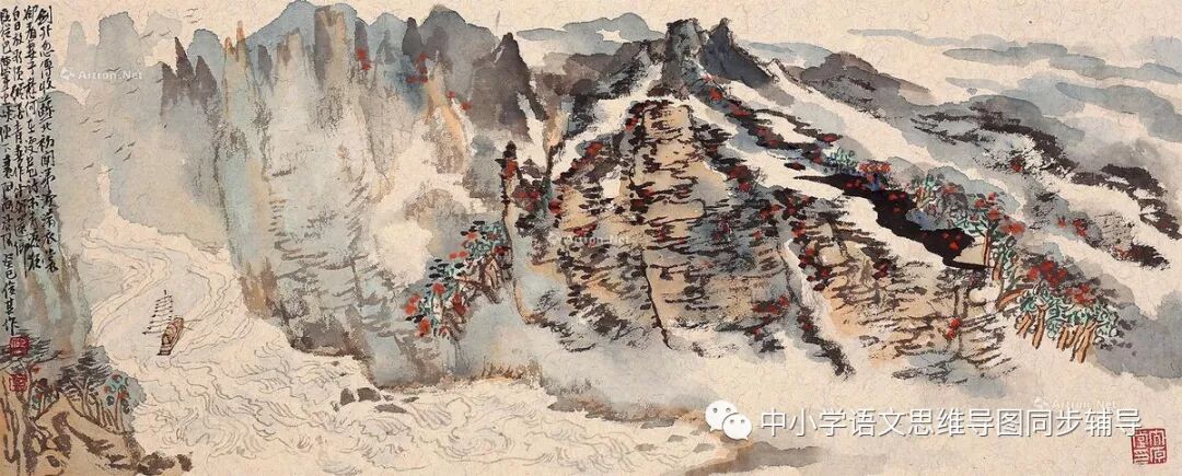 人教版六年级语文《闻官军收河南河北》思维导图欣赏