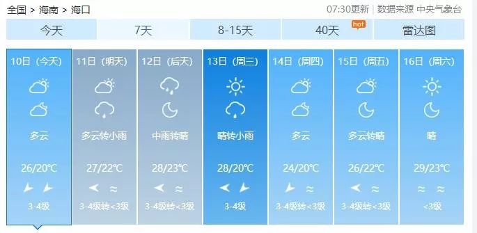 海口市天气预报台风