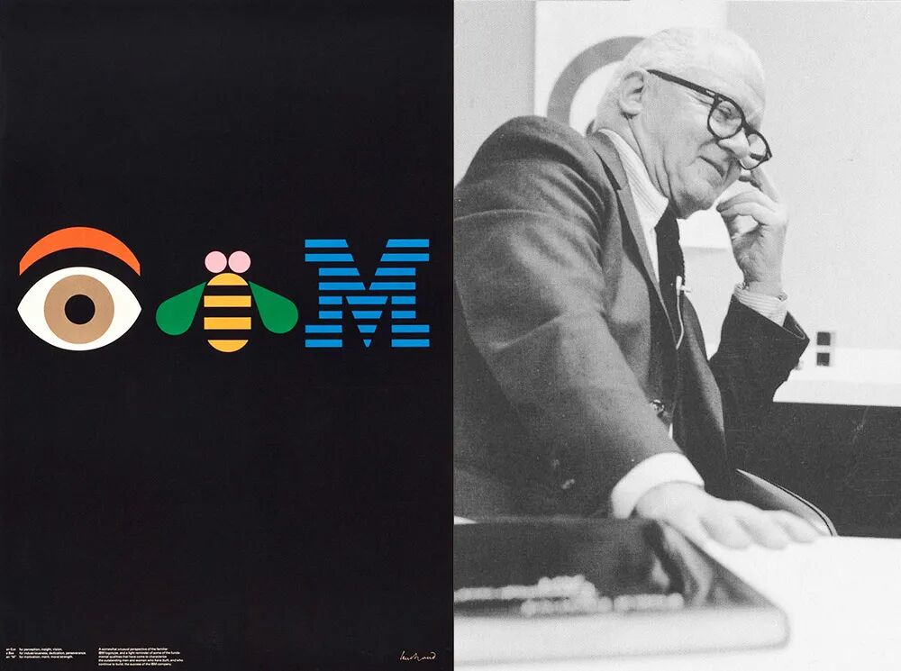 保罗·兰德和他的作品《eye-bee-m》他用眼睛,蜜蜂和ibm的条纹「m」标