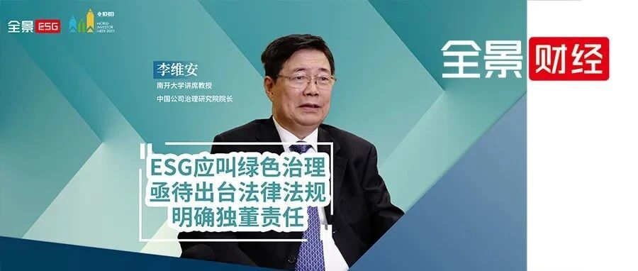 南开大学李维安：ESG不能只用来“洗绿” 必须融入公司战略|全景ESG