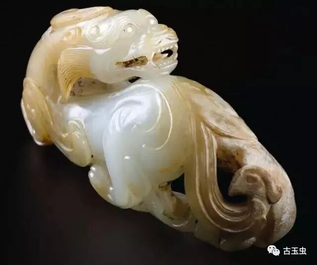 白玉 和田青白玉 独角瑞兽 清代 和田白玉瑞兽（望天孔） - 人民收藏网