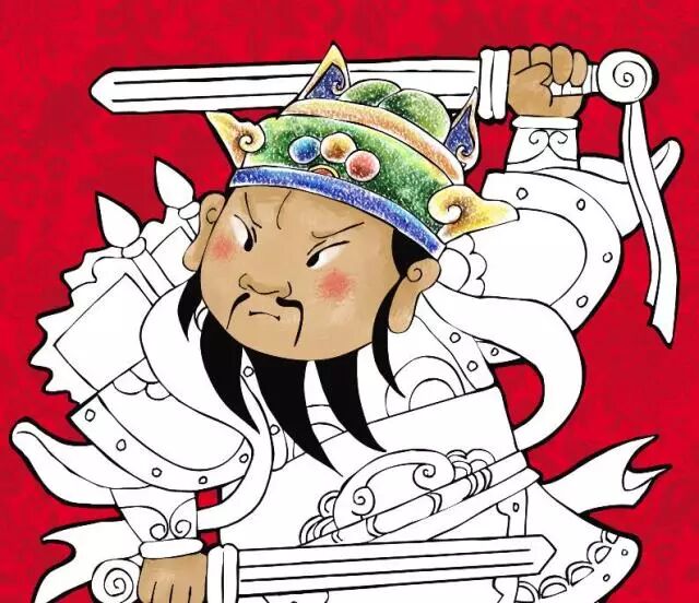 看,这个涂色多可爱,专属,独一无二: 造型可爱卡通的最萌门神.