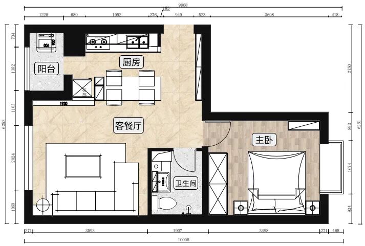 装修实景案例60㎡老房拆掉一面墙竟住出90㎡的感觉