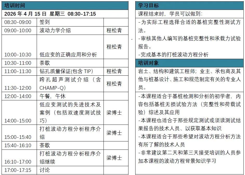 2026中国基桩检测培训班暨第十届基桩动力试验及分析水平测试中国考证班