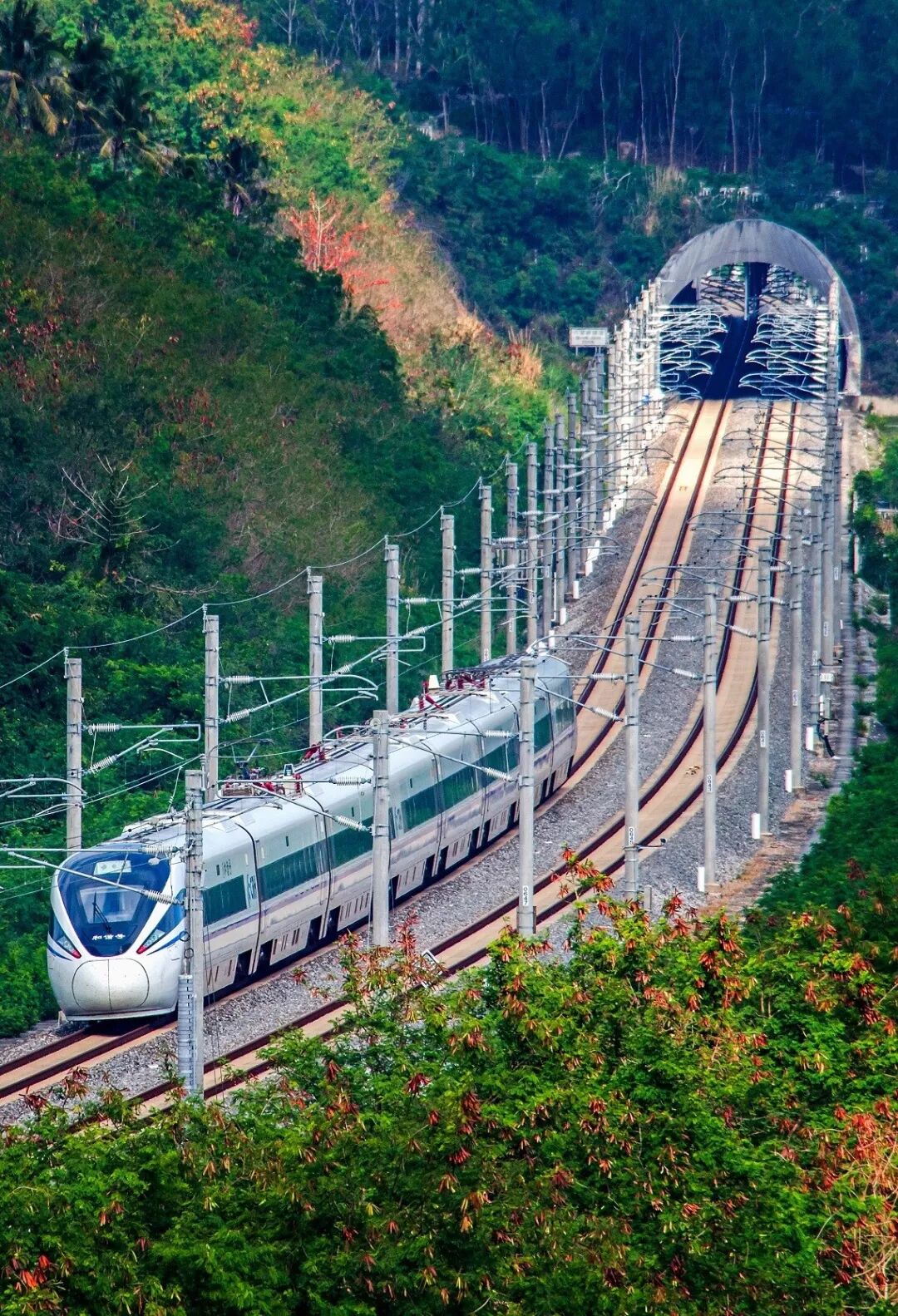 201512月30日,海南环岛高铁西段投入运营,东西合璧,全球首条环岛高铁