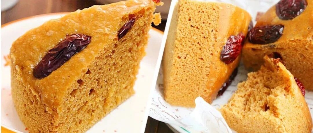 不用揉面的快乐！懒人版红糖发糕，又软又软，枣香浓郁，超好吃~