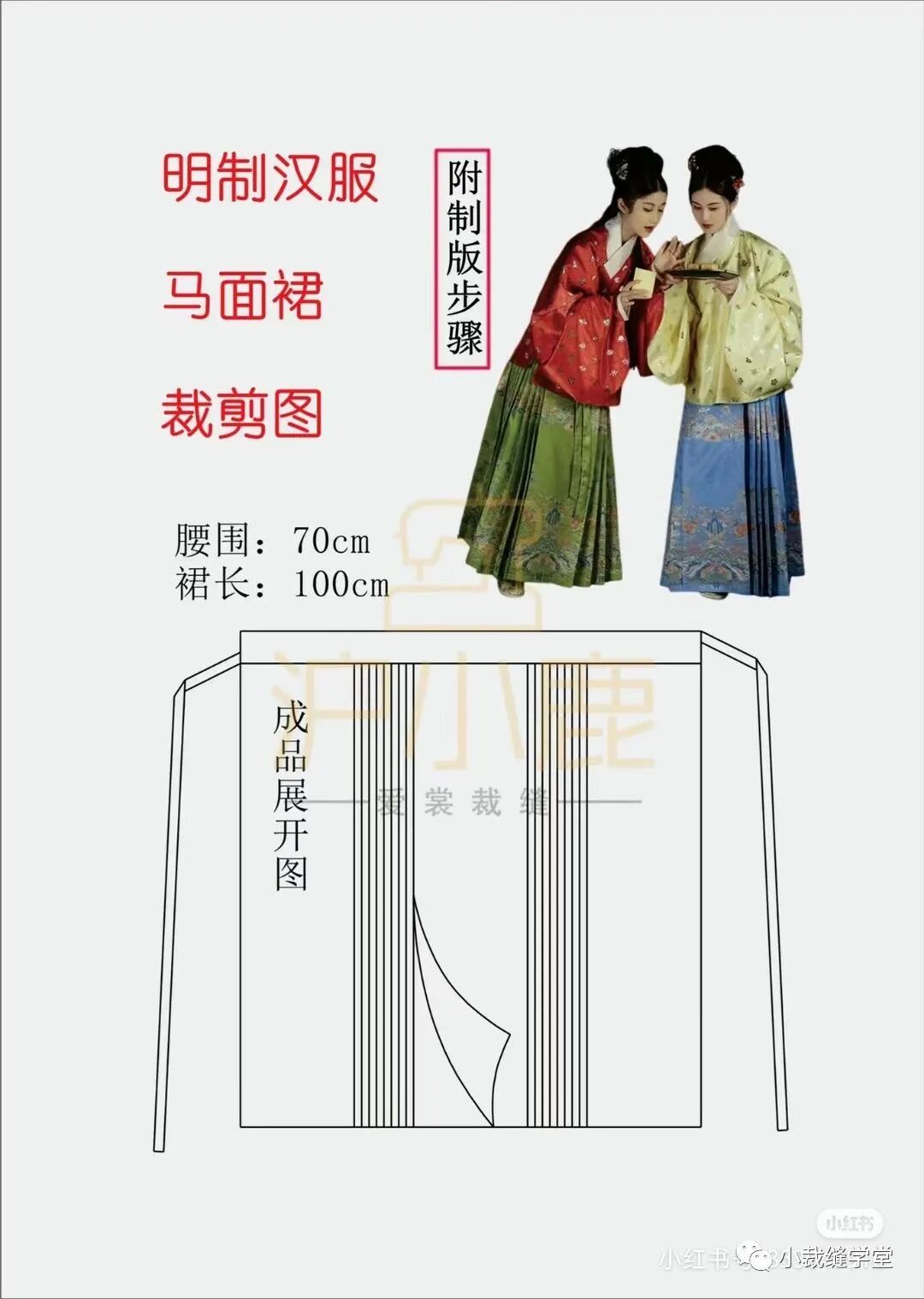 明制汉服～马面裙裁剪图（附制版步骤）