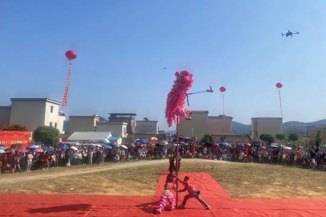 新兴县天堂镇莲塘村元宵节抢花炮活动热闹非凡，传统民俗吸引众多村民参与欢庆佳节。