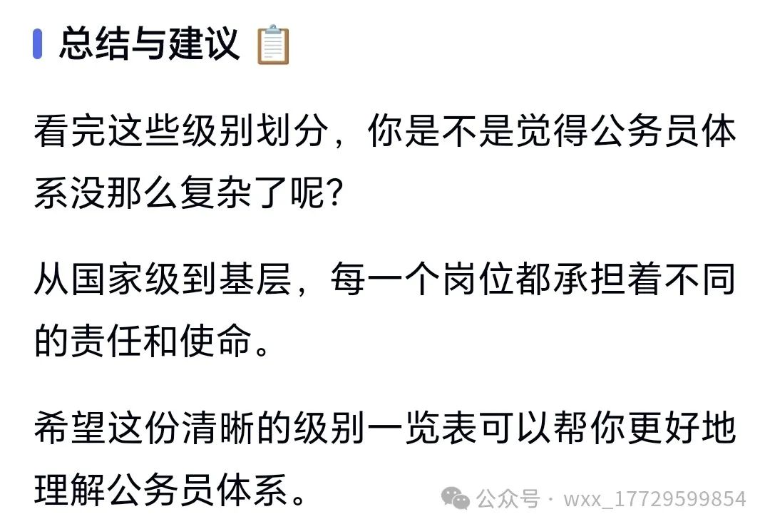 2025公务员职务级别一览表最新版