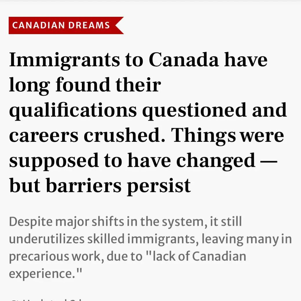 The never ending story of immigrants and their qualifications. This on top of the current economic headwinds. : r/torontoJobs