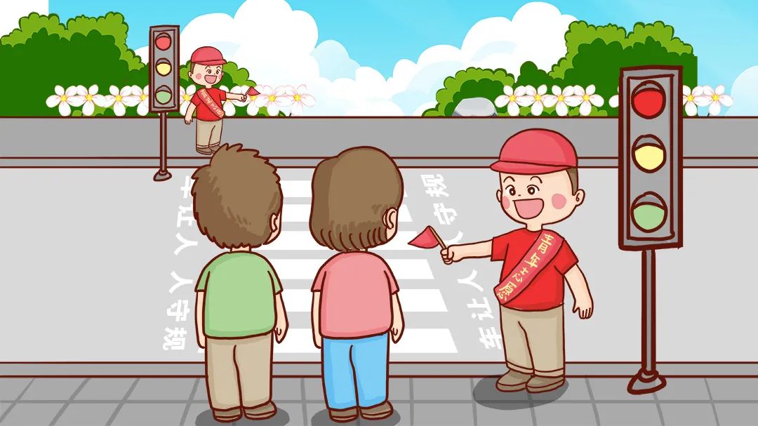 创文进行时让出文明交通路口