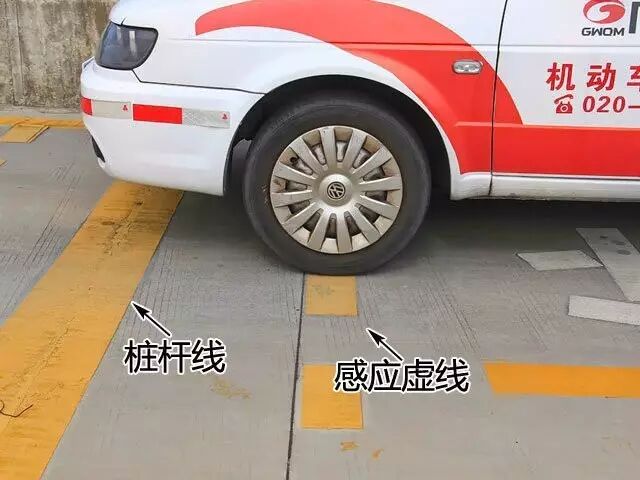 当雨刮凸起点与定点停车标志杆与视线三点一线时刹车,停车后一定要稳
