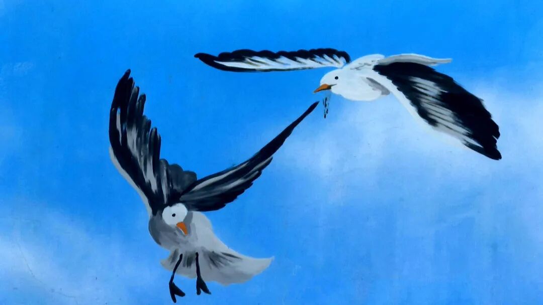 百米清新海边风墙绘扮靓县城